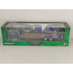 Greenlight 1:64 Gooseneck Trailer blue with red and white conspicuity stripes
